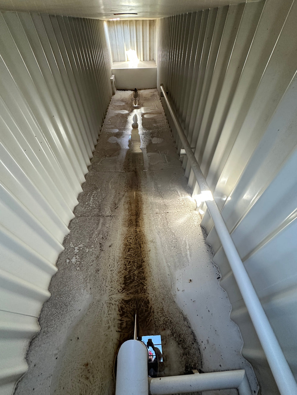 The interior of yellow Wichita 21,000 gallon frac tank #GP50057