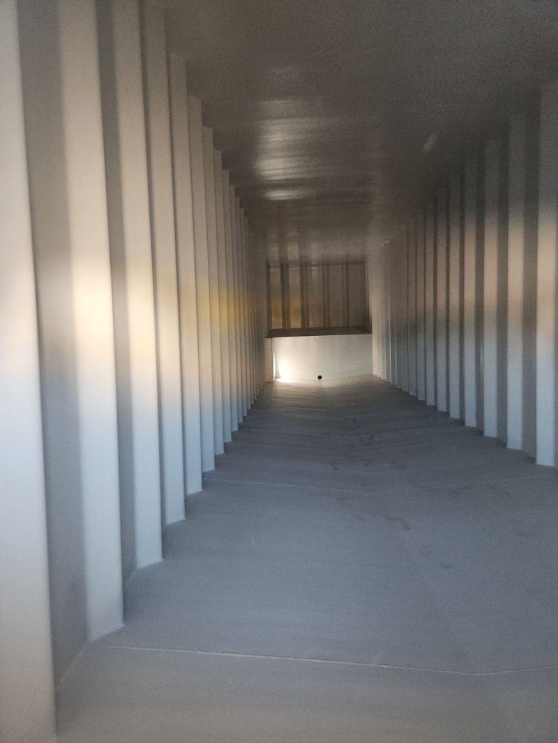 Interior of vapor-tight Wichita flat roof frac tank