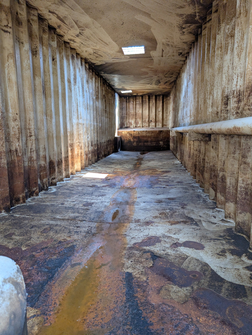 Interior of yellow Wichita flat top frac tank #GP50014