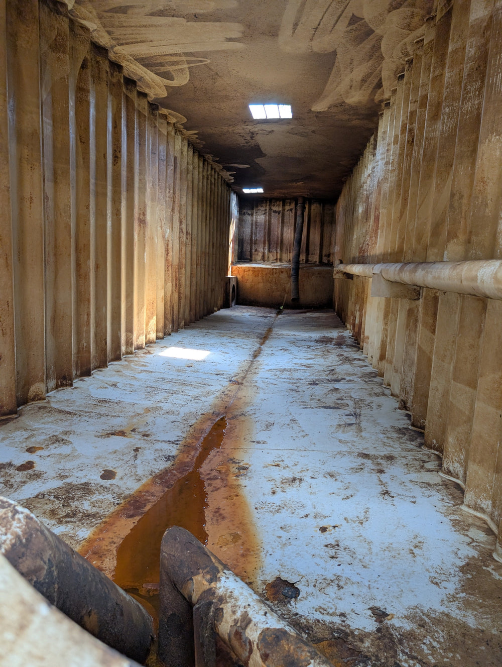 Interior of yellow Wichita frac tank #GP50175