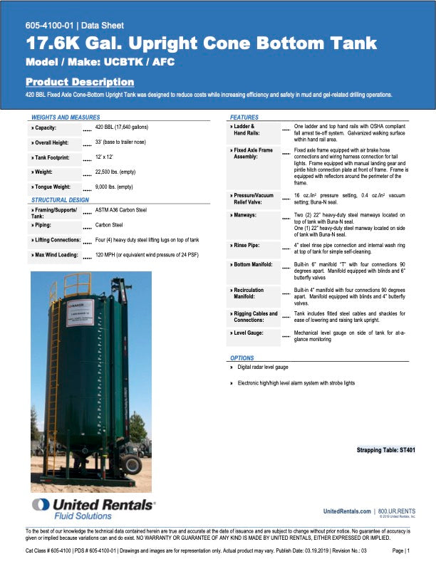 AFC Cone Bottom Frac Tank *GREEN* (17,800 gal.) (UCB39542)