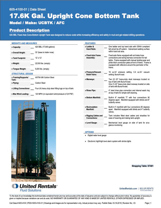 AFC Cone Bottom Frac Tank *GREEN* (17,800 gal.) (UCB39542)