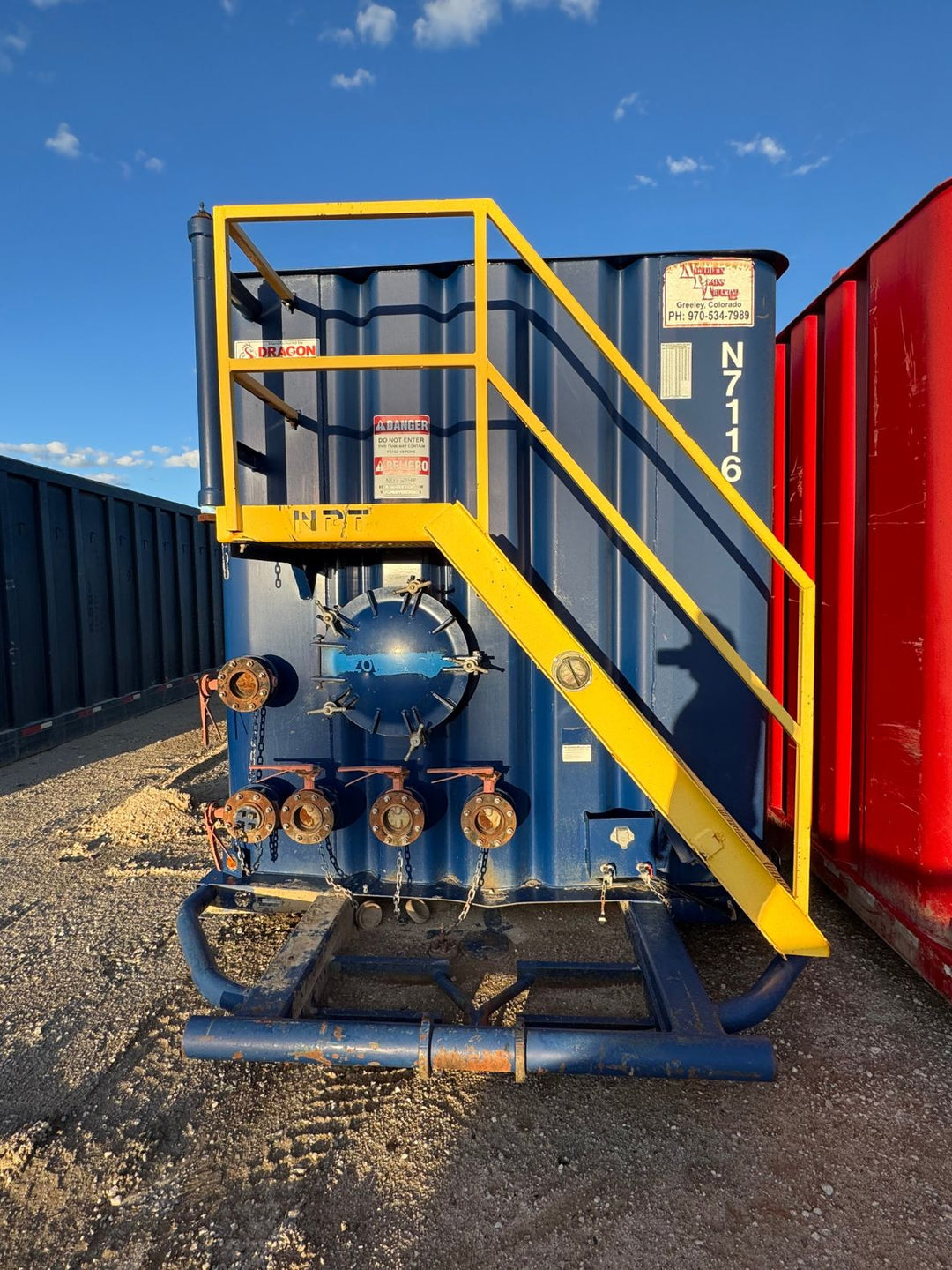 Front of blue Dragon frac tank #N7116
