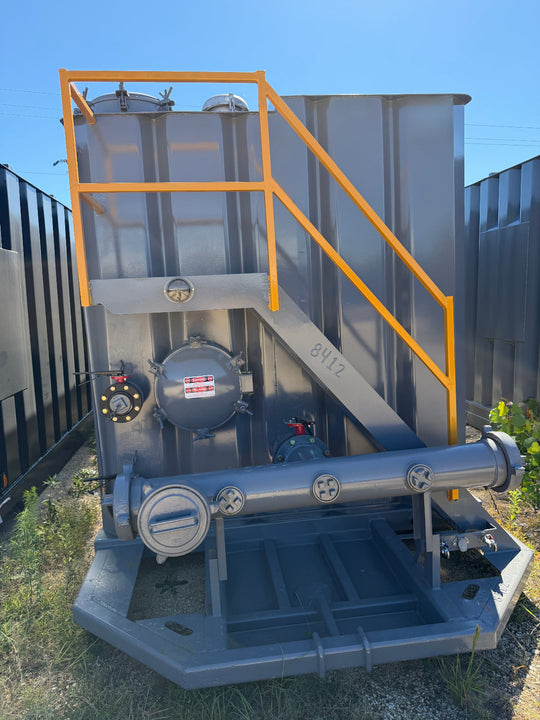 Front of gray refurbished frac tank #8412