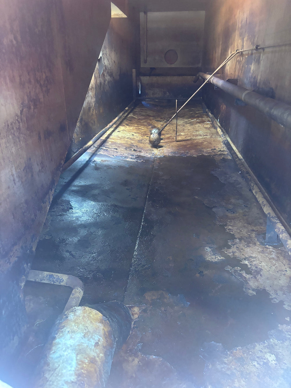 Cleaned interior of side stair frac tank #9102
