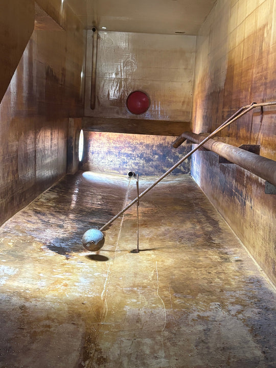 Interior of cleaned side stair frac tank #C697