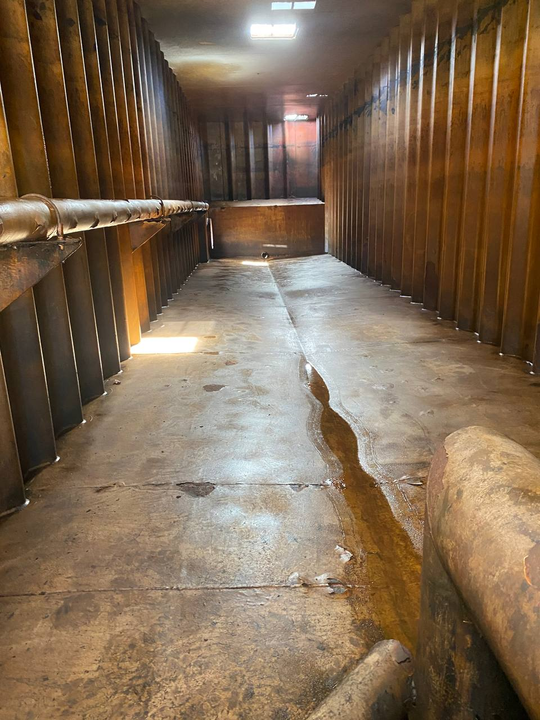 The interior of red Dragon 21,000 gallon frac tank #27562