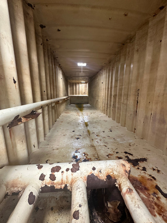 The interior of yellow Dragon 21,000 gallon frac tank #GP53011