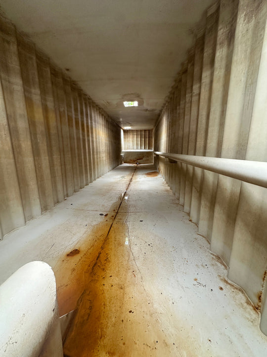 The interior of yellow Wichita 21,000 gallon frac tank #GP50021