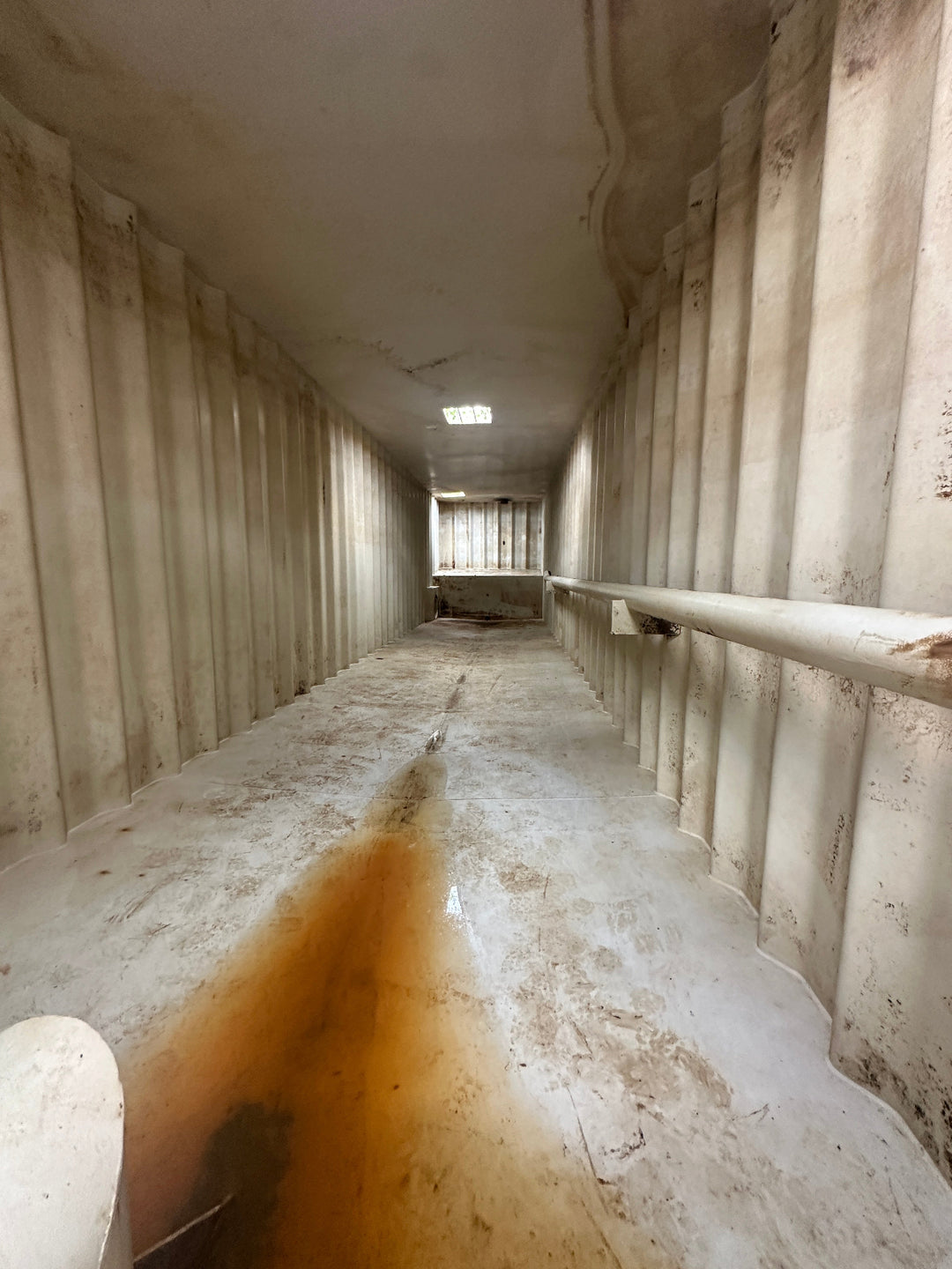 The interior of yellow Wichita 21,000 gallon frac tank #GP50168