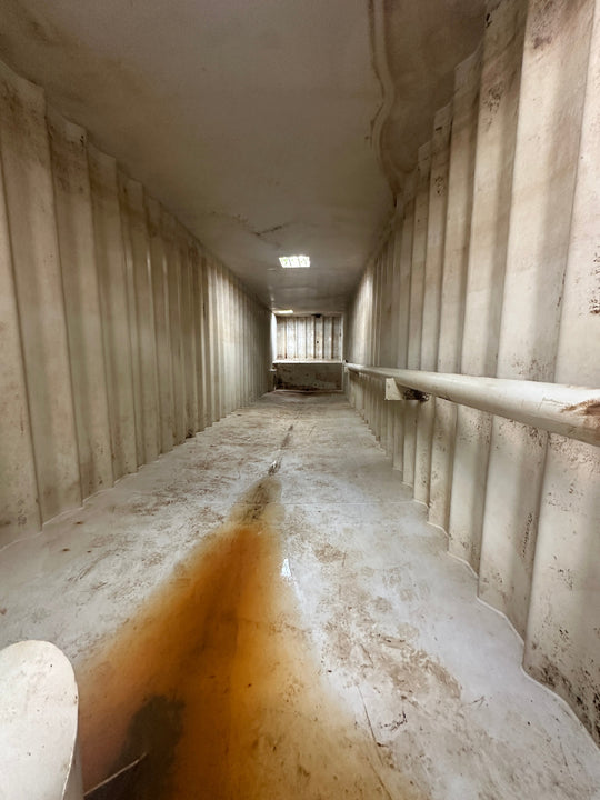 The interior of yellow Wichita 21,000 gallon frac tank #GP50168