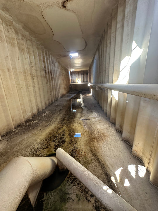 The interior of yellow Wichita 21,000 gallon frac tank #GP50116