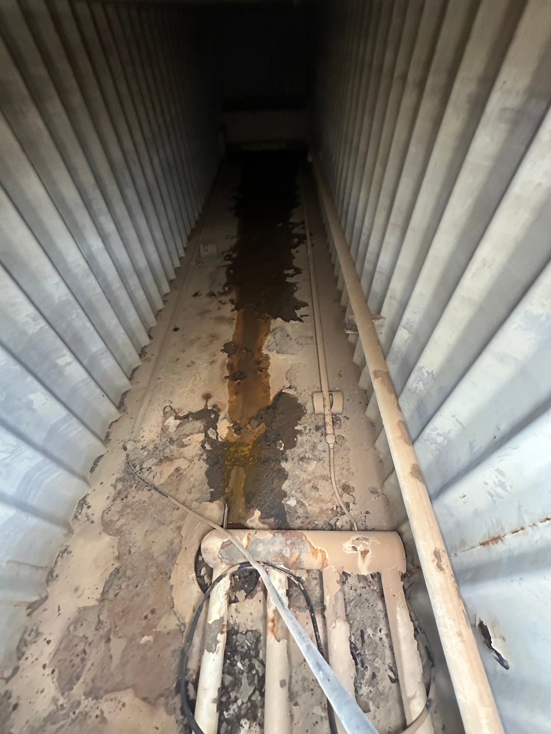 The interior of yellow Wichita 21,000 gallon frac tank #GP50236