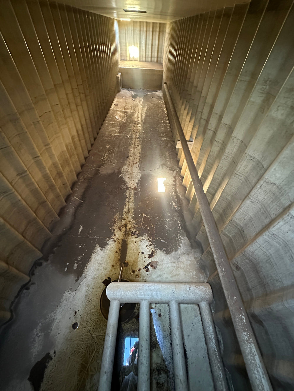 The interior of yellow Wichita 21,000 gallon frac tank #GP50249