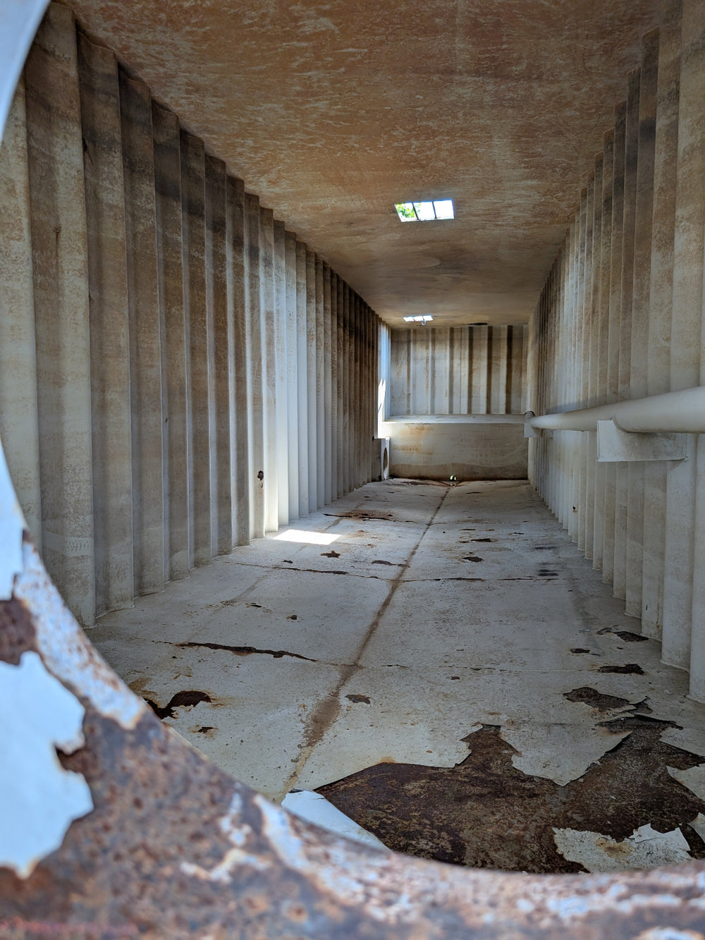 Interior of yellow Wichita flat top frac tank #GP50144