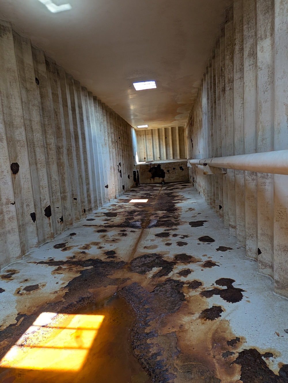 Interior of yellow Wichita frac tank #GP50076