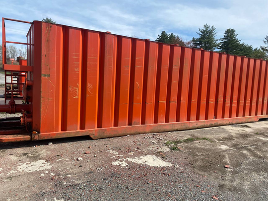 View of the right side of the red Salty's 21,000 gallon frac tank #2836
